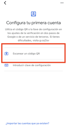 Google Authenticator paso 2