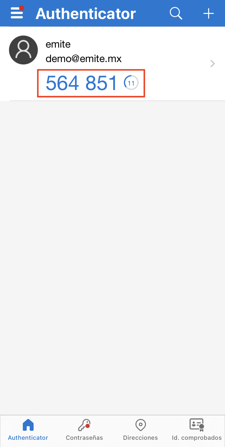 Microsoft Authenticator paso 3